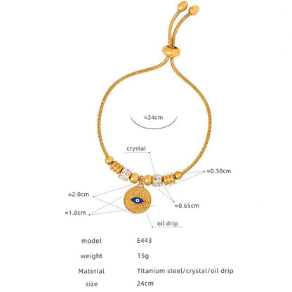 Antique Titanium Steel Electroplated Gold 18k Non-fading Personalized Exaggerated Eye Pendant Bracelet