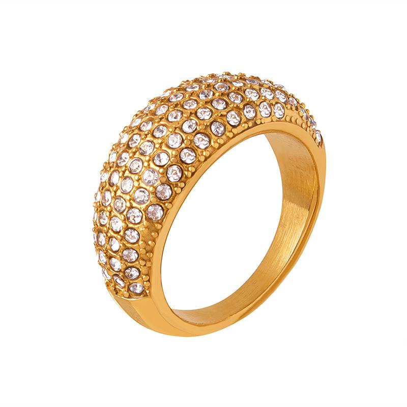 Ggyps Full Diamond Czech Diamond Inlaid Design Luxury Titanium Steel Gold-plated Ring