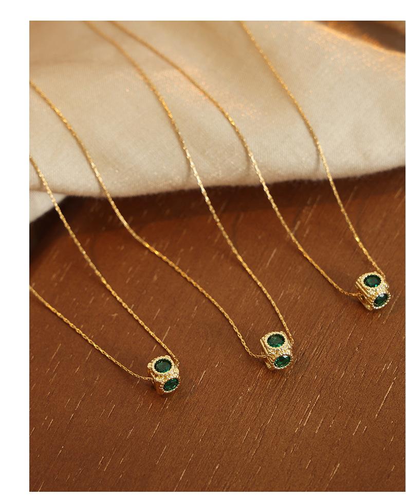 Retro Light Luxury Niche Design Geometric Copper Material Zircon Pendant Necklace