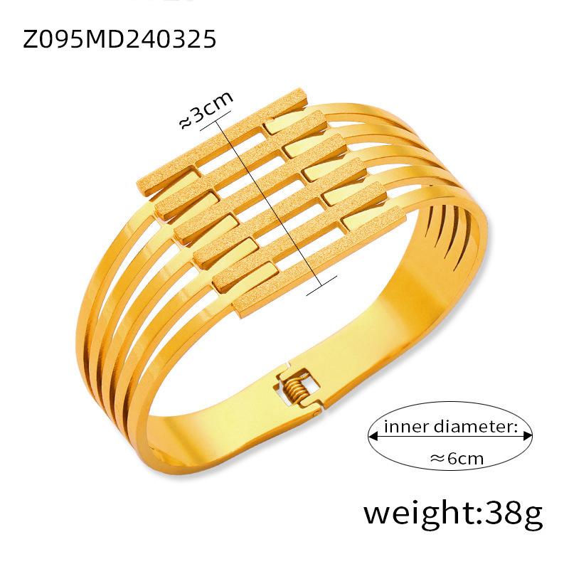 Personalized Niche Design Titanium Steel Gold Plated Diamond Geometric Bracelet