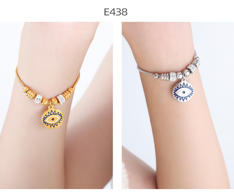 Antique Titanium Steel Electroplated Gold 18k Non-fading Personalized Exaggerated Eye Pendant Bracelet