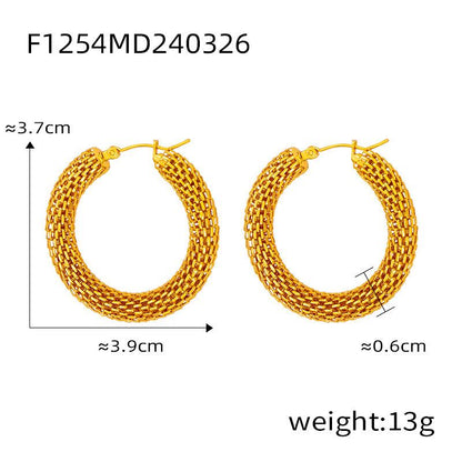 Fashion Simple Niche Design Personality Titanium Steel Gold Plated Hollow Texture Geometric U-shaped Earrings