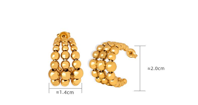 C- Shaped Semi-circular Three-layer Steel Ball Stitching Niche Design Metal Texture Fashion Personality Titanium Steel K-plated Gold Earrings