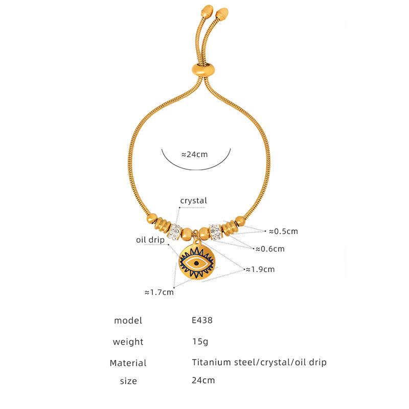 Antique Titanium Steel Electroplated Gold 18k Non-fading Personalized Exaggerated Eye Pendant Bracelet