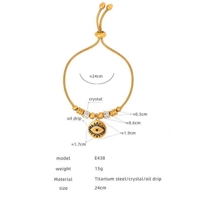 Antique Titanium Steel Electroplated Gold 18k Non-fading Personalized Exaggerated Eye Pendant Bracelet