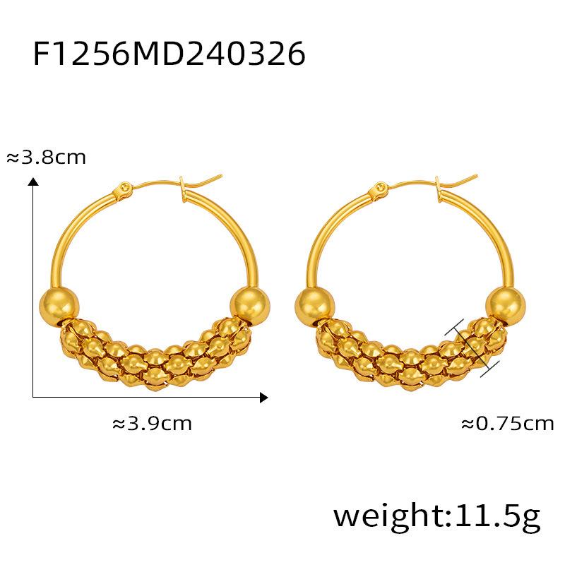 Fashion Simple Niche Design Personality Titanium Steel Gold Plated Hollow Texture Geometric U-shaped Earrings