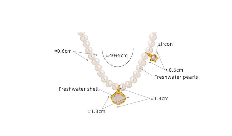 Freshwater Shell With Freshwater Pearl Necklace Multi-material Stitching Zircon Star Necklace