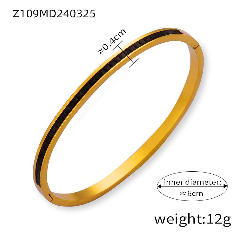 Simple Personalized Design Titanium Steel Gold Plated Diamond Niche Bracelet