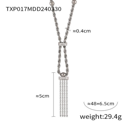 Diamond Drop Glaze Design Sense Jewelry Geometric Double Twist Chain Titanium Steel Jewelry Set