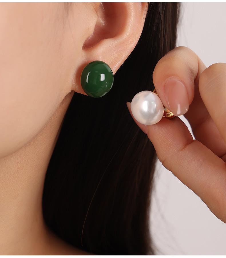 Fashion Retro Light Luxury Personalized Enamel Glaze Imitation Pearl Earrings