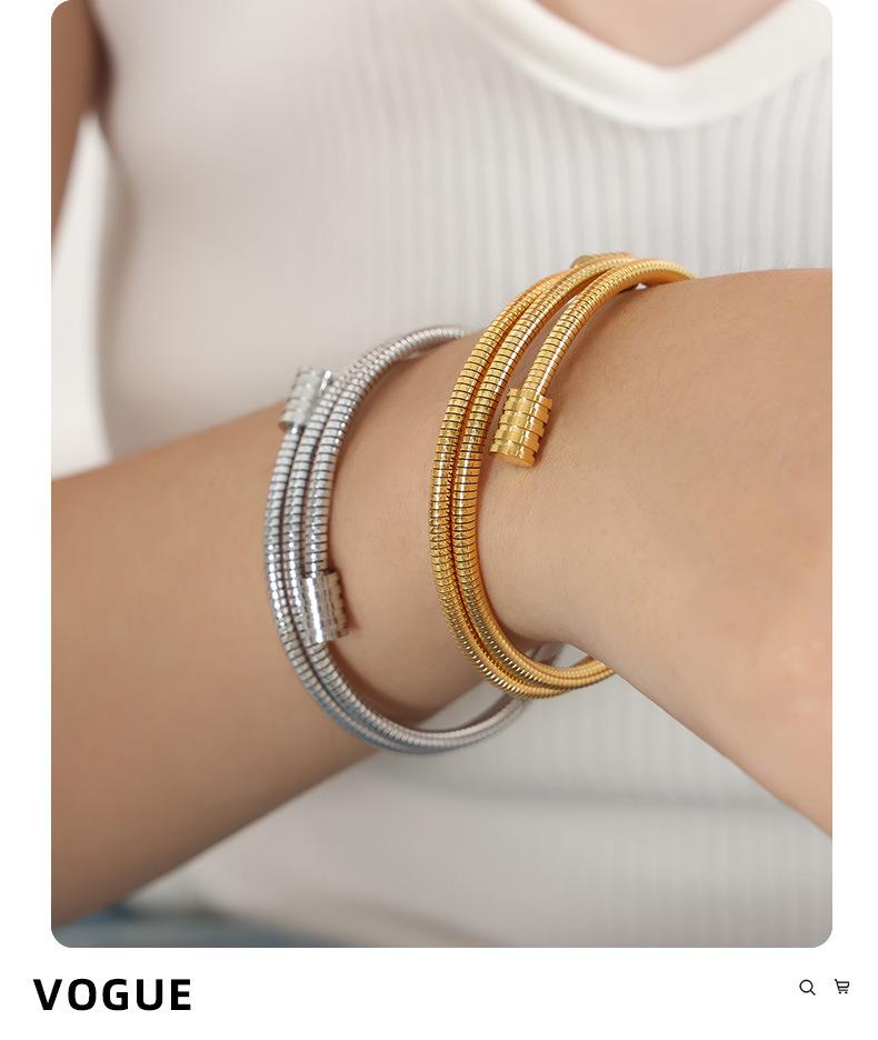 Simple Snake Bone Chain Multi-layer Stacked Wear Fashion All-match Titanium Steel Gold-plated Bracelet