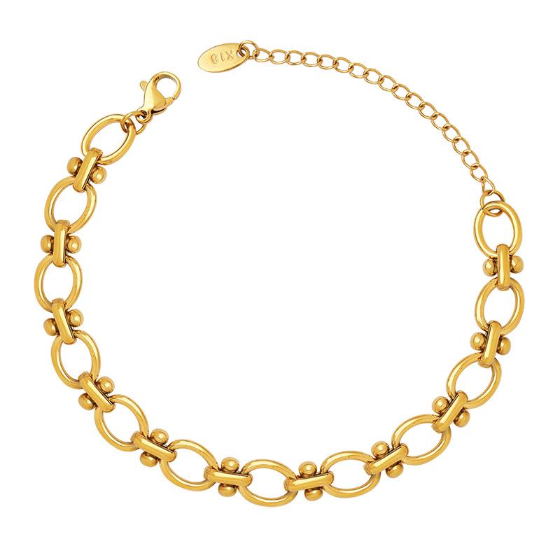 Simple Temperament Thick Chain Couple Bracelet Jewelry Titanium Steel 18k Gold