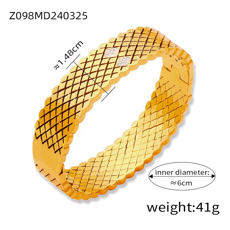 Personalized Niche Design Titanium Steel Gold Plated Diamond Geometric Bracelet