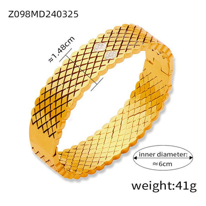 Personalized Niche Design Titanium Steel Gold Plated Diamond Geometric Bracelet