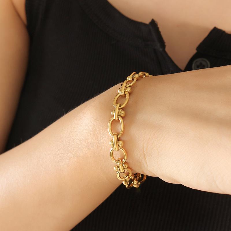 Simple Temperament Thick Chain Couple Bracelet Jewelry Titanium Steel 18k Gold