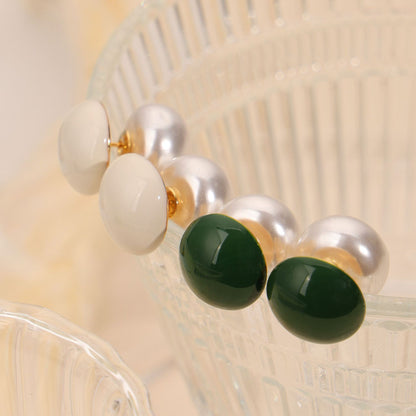 Fashion Retro Light Luxury Personalized Enamel Glaze Imitation Pearl Earrings