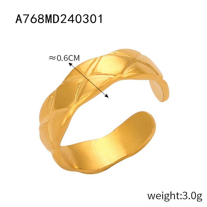 Personalized Design Niche Opening Ring Titanium Steel Gold Plated Geometric Hundred