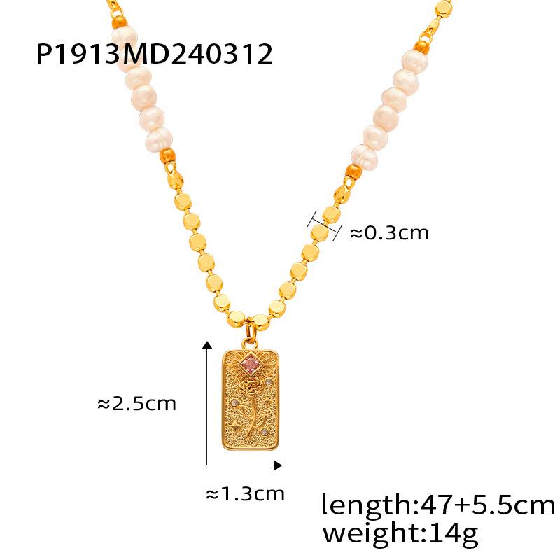 Fashion Light Luxury Natural Tiger Eye Pendant Freshwater Pearl Beaded Necklace