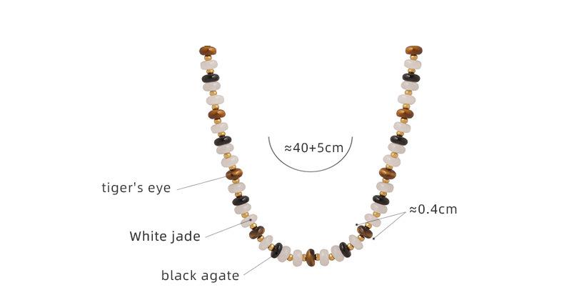 Natural White Jade Tiger Eye Handmade Beaded Black Agate Necklace