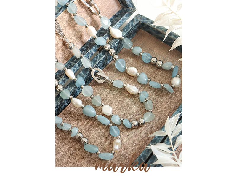 Light Luxury Fashionable Mix And Match Freshwater Pearl Blue Natural Stone Chain Distinctive Necklace