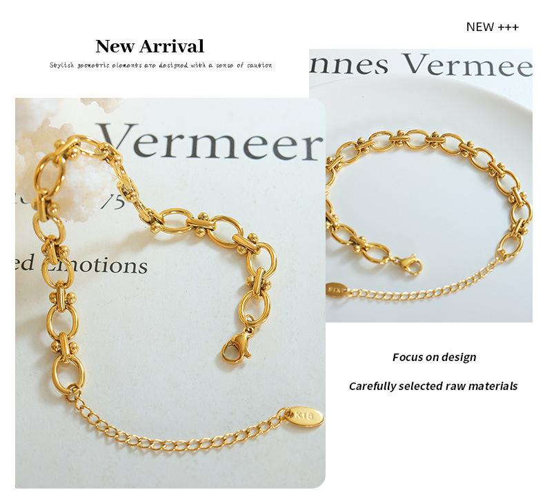 Simple Temperament Thick Chain Couple Bracelet Jewelry Titanium Steel 18k Gold