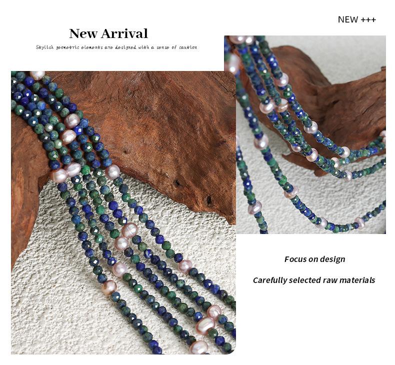 Natural Facet Phoenix Lapis Lapis Lustre Colorful Freshwater Pearl Beaded Handmade Necklace Temperament Queen Mother&