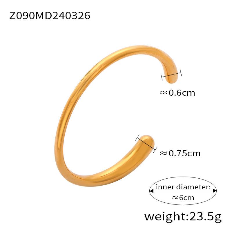 Simple Fashion Texture Titanium Steel Open Bracelet Women&