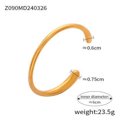 Simple Fashion Texture Titanium Steel Open Bracelet Women&