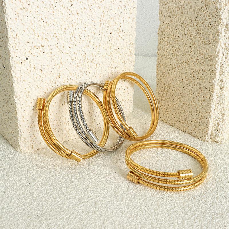 Simple Snake Bone Chain Multi-layer Stacked Wear Fashion All-match Titanium Steel Gold-plated Bracelet