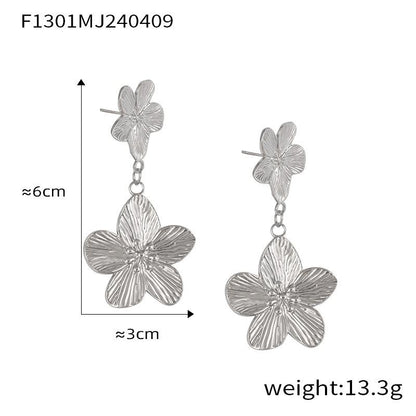 Personalized Texture Pendant Temperament Jewelry Fashion Simple Titanium Steel Gold-plated Earrings