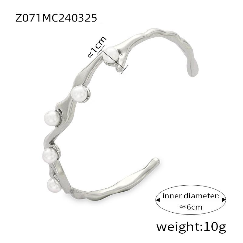 Simple Niche Personality Geometric Design Jewelry Lace Texture Titanium Steel Gold-plated Open Bracelet