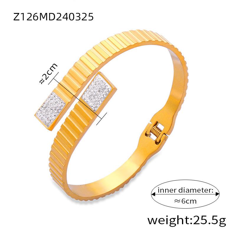 British Style Retro Niche Personality Geometric Jewelry Inlaid With Colored Diamond Design Sense Titanium Steel Plated 18K Gold Bracelet