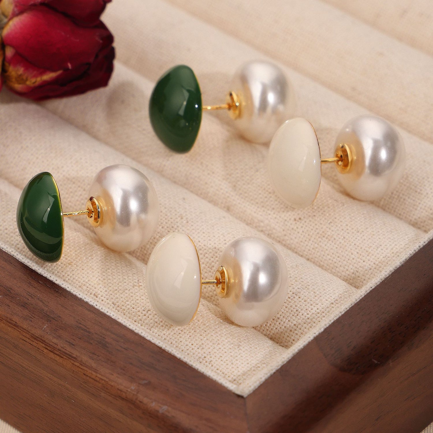 Fashion Retro Light Luxury Personalized Enamel Glaze Imitation Pearl Earrings