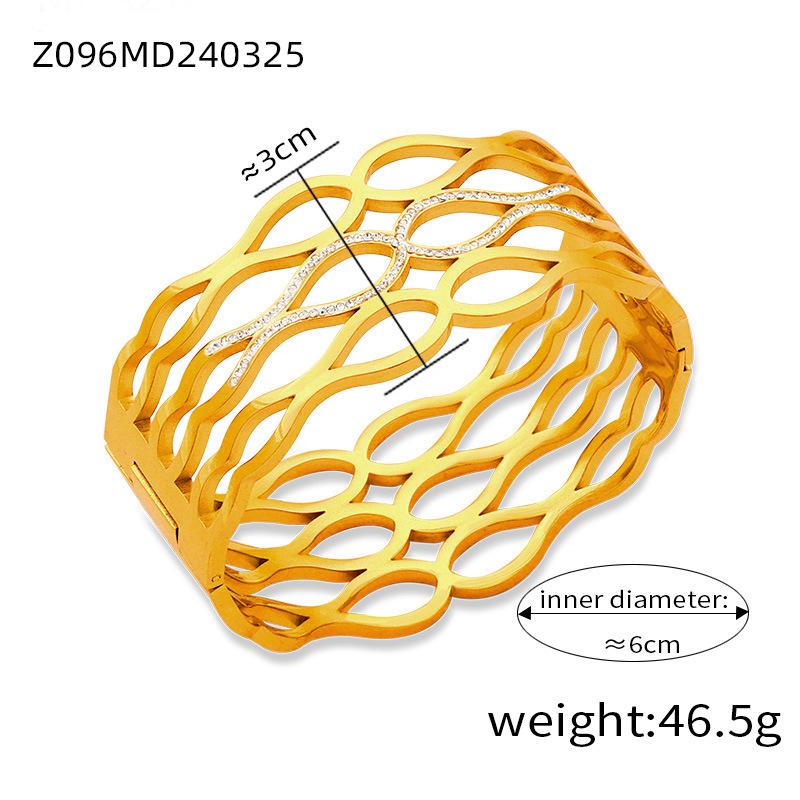 Personalized Niche Design Titanium Steel Gold Plated Diamond Geometric Bracelet