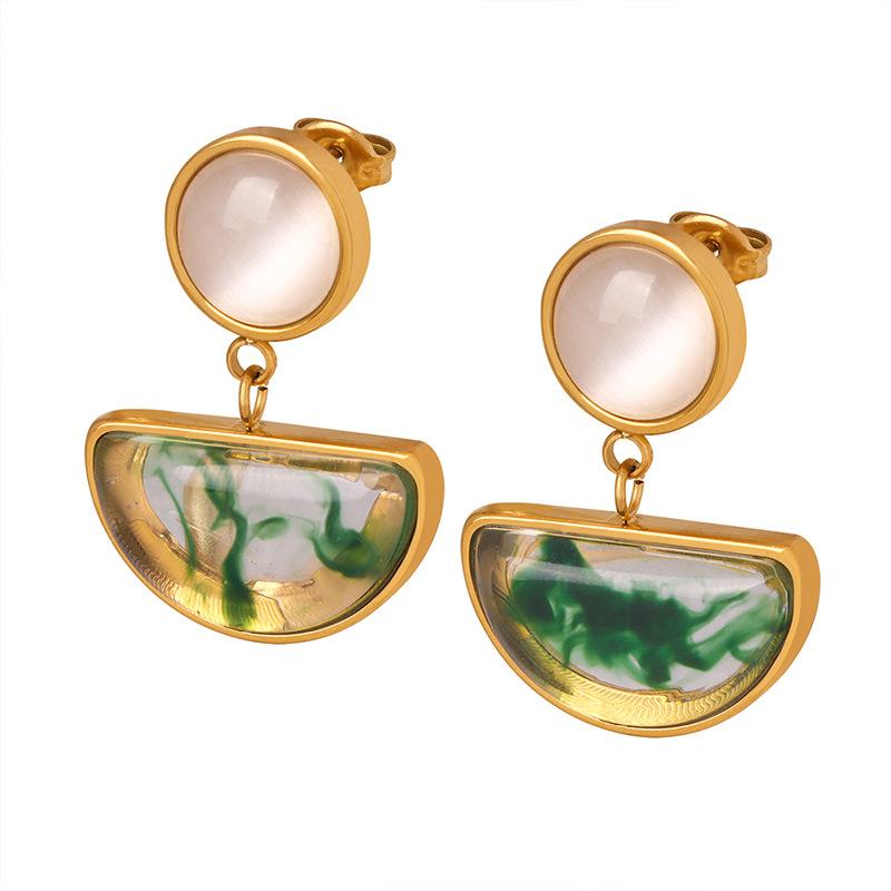 Fashion Elegant Color-free Earrings Natural Resin Cat&