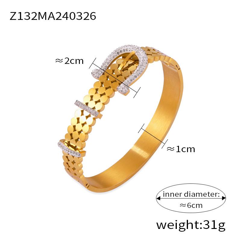 High-grade Jewelry Geometric Diamond Design Titanium Steel Gold-plated All-match Bracelet