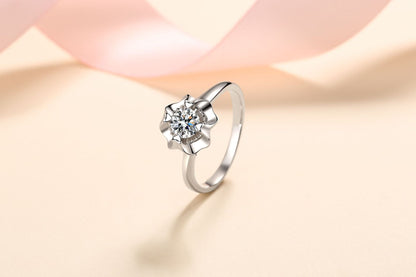 Heart-Shaped Four-Claw S925 Silver Ring For Women