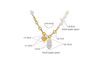 Banquet Party Light Luxury Personalized Freshwater Pearl Heart Pendant Necklace Plated With 18K True Gold