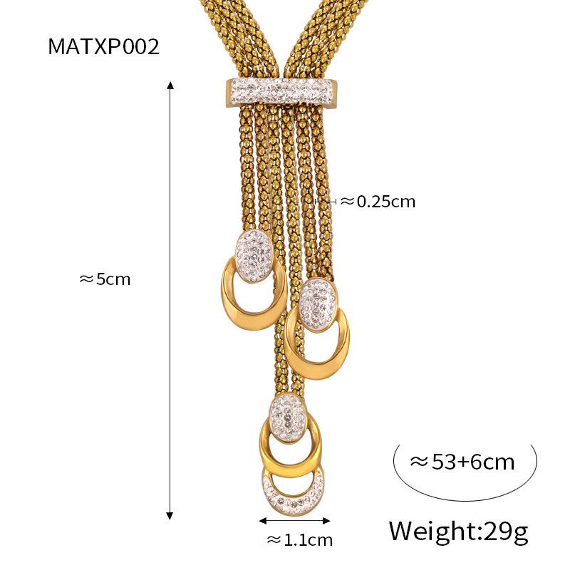 Exaggerated Personality Titanium Steel Gold Plated Diamond Glaze Pendant Multi-Layer Necklace Bracelet Set