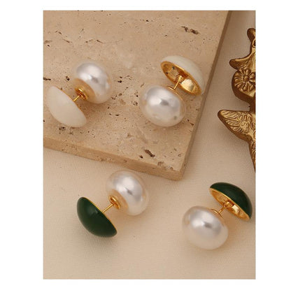 Fashion Retro Light Luxury Personalized Enamel Glaze Imitation Pearl Earrings