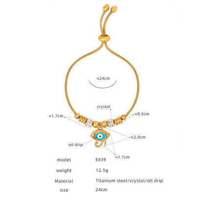 Antique Titanium Steel Electroplated Gold 18k Non-fading Personalized Exaggerated Eye Pendant Bracelet