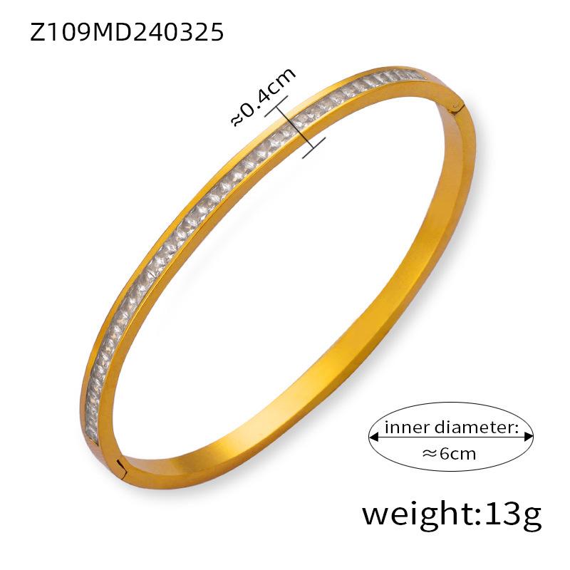 Simple Personalized Design Titanium Steel Gold Plated Diamond Niche Bracelet