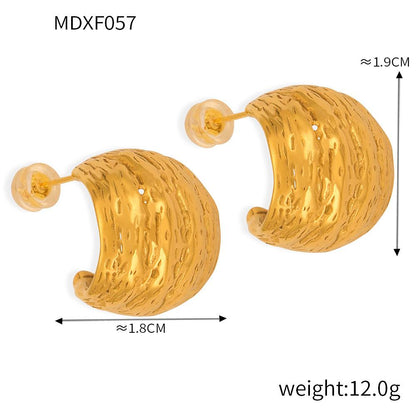 Multi-layer Line Texture Stitching Design Sense Titanium Steel Plated 18k Gold Earrings