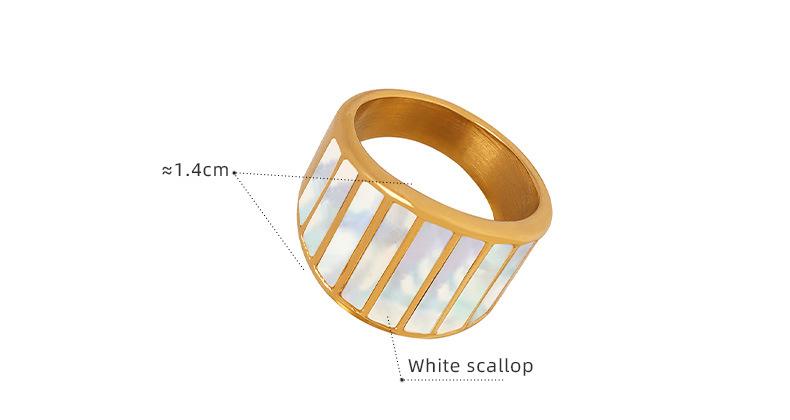 Retro White Sea Shellfish Ring Wide Exaggerated Personality Fashion Titanium Steel Metal Textion