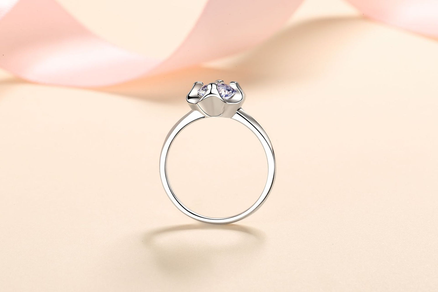 Heart-Shaped Four-Claw S925 Silver Ring For Women