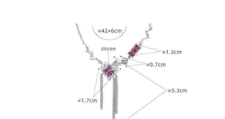 Zircon Titanium Steel Tassel Necklace Peach Heart Copper Pendant