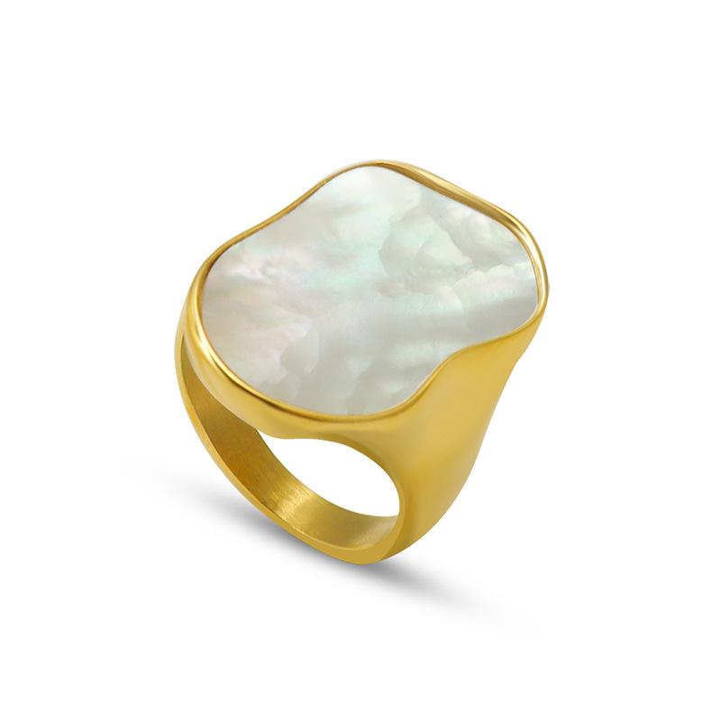 18K Gold Handmade Unique Shaped White Seashells Ring