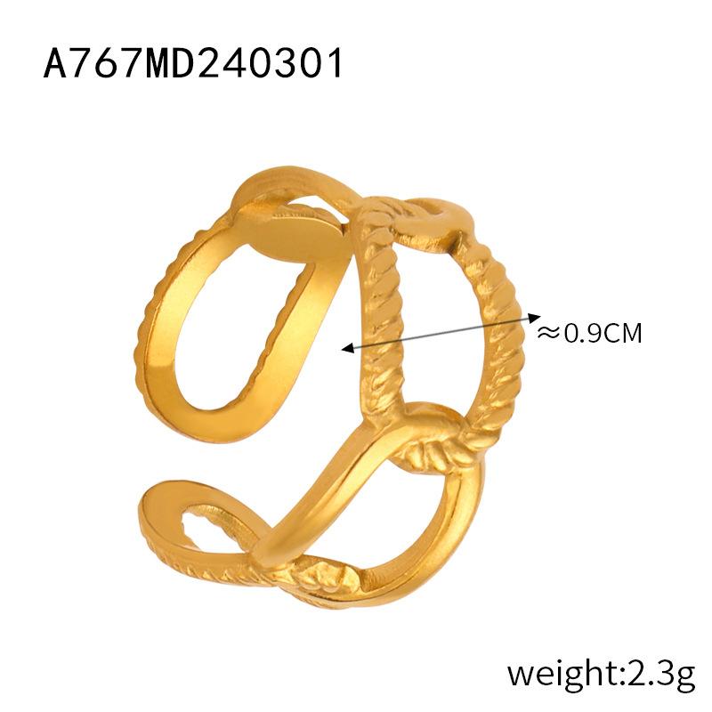 Personalized Design Niche Opening Ring Titanium Steel Gold Plated Geometric Hundred