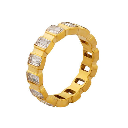 Internet Celebrous Personality Full Diamond Zircon Ring Titanium Steel Gold Plated Food Ring