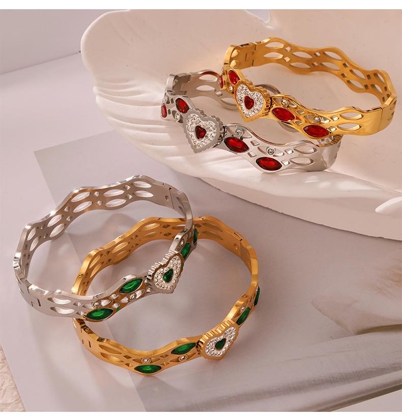 Simple Personality Niche Geometric Hollow Jewelry Texture Design Diamond Gold-plated Bracelet